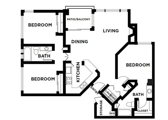 3 Beds • 2 Bath 02-204 floor plan